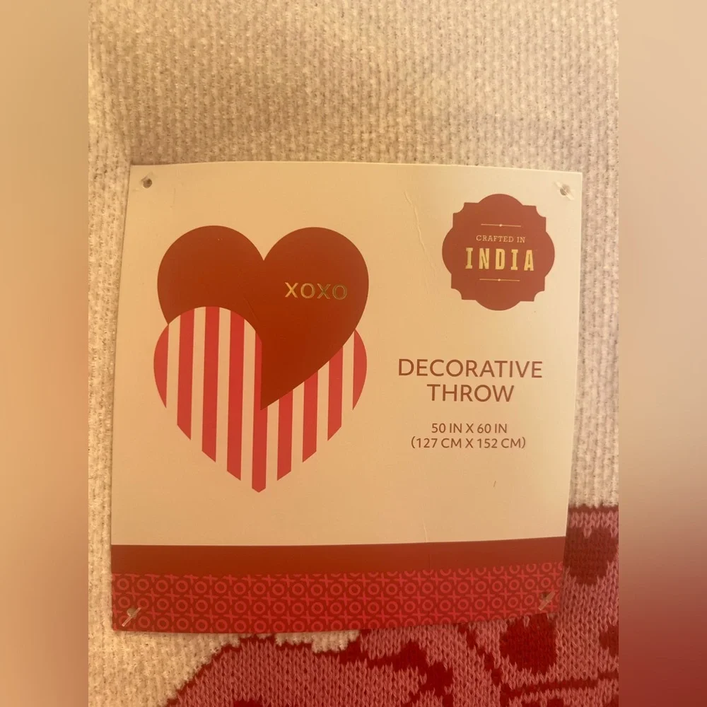XOXO Valentine Decorative Throw Blanket 50x60‎ Pink Heart Dice – NWT